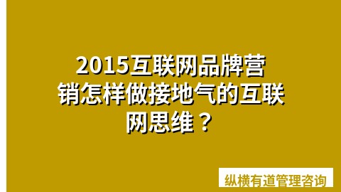 2015互联网品牌营销怎样做接地气的互联网思维？