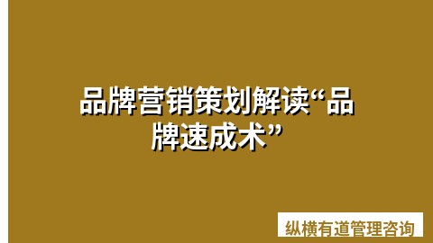 品牌营销策划解读“品牌速成术”