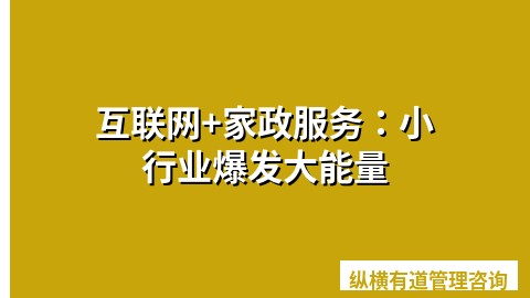 互联网+家政服务：小行业爆发大能量