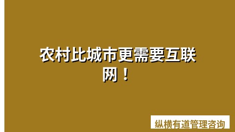 农村比城市更需要互联网！