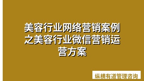 美容行业网络营销案例之美容行业微信营销运营方案